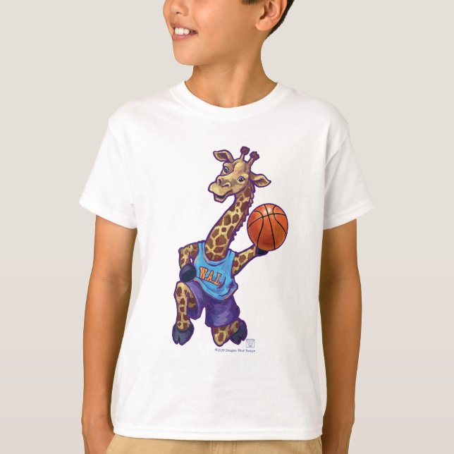 Wild Animal Leage Giraffe Basketball Star T-Shirt (Front)