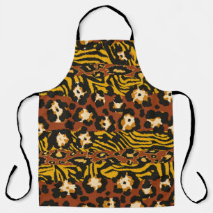 Wild animal leopard and tiger skins patchwork abst apron