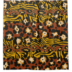 Wild animal leopard and tiger skins patchwork abst shower curtain