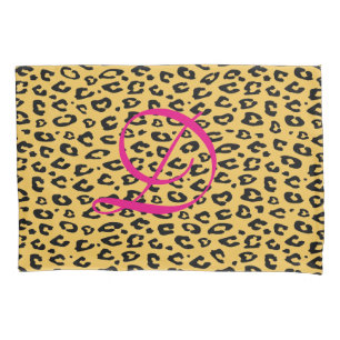 Wild animal leopard print monogram pillowcase