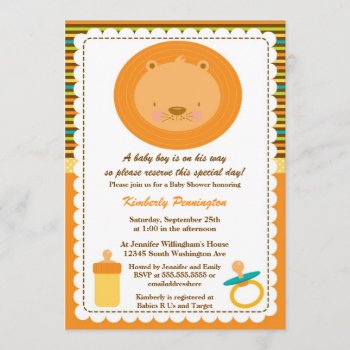 Wild Animal Lion Boys Baby Shower Party Invitation by Jamene at Zazzle