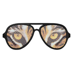 wild animal nerdy funny tiger eyes aviator sunglasses