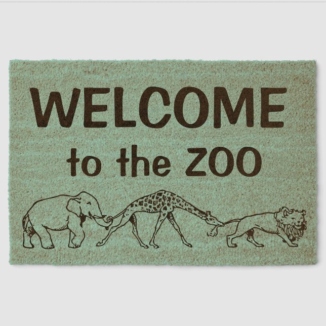 Wild Animal Parade Design Coir Door Mat (Front)