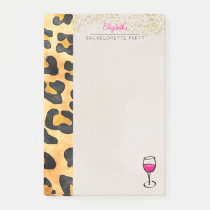 Wild Animal Print and Wine Bachelorette Party Post-it Notes