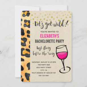 Wild Animal Print and Wine Glass Bachelorette Invitation