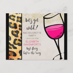 Wild Animal Print and Wine Glass Bachelorette Postcard
