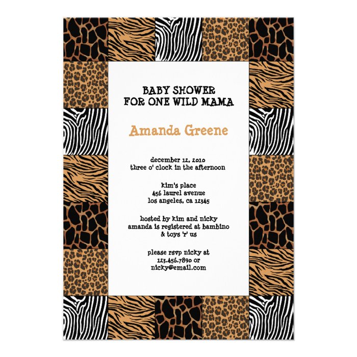 Wild Animal Print Baby Shower Invitation Card