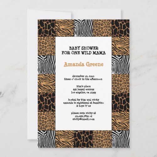 Wild Animal Print Baby Shower Invitation Card
