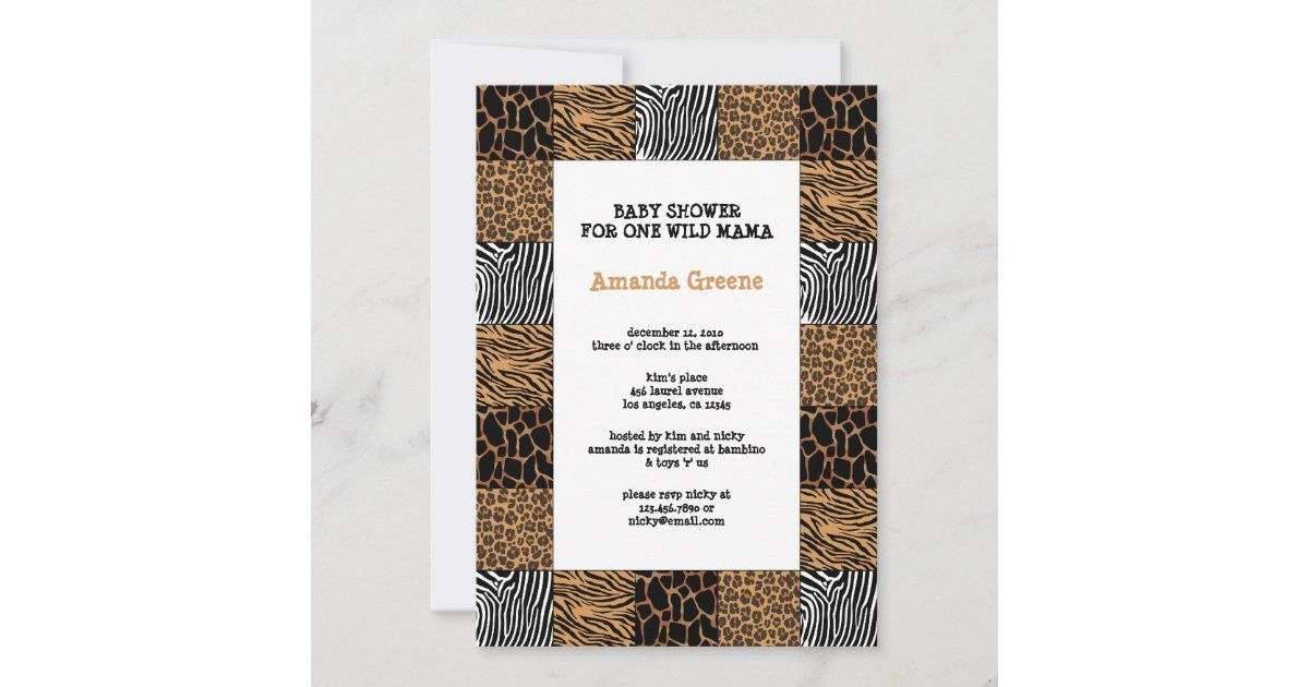 Wild Animal Print Baby Shower Invitation Card | Zazzle