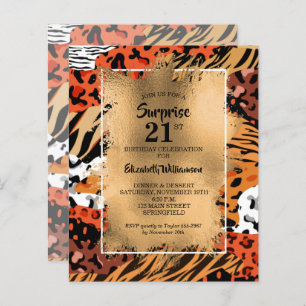 Wild Animal Print Birthday Party Invitations