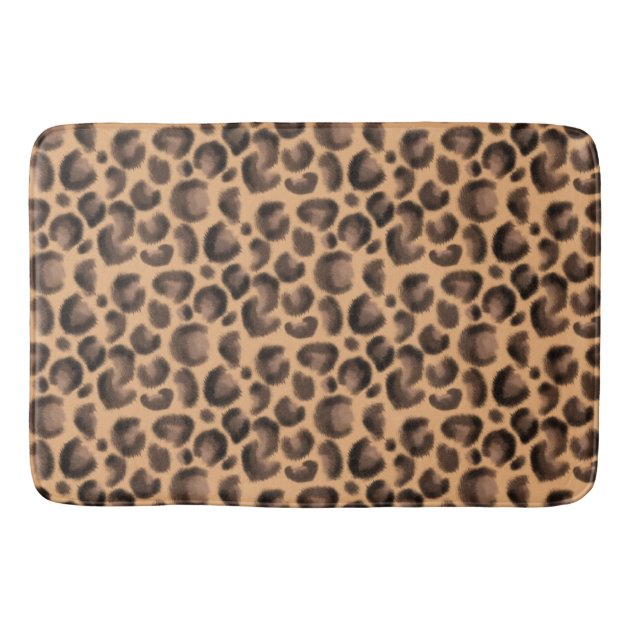 Wild Animal Print Brown Black Leopard Bath Mat | Zazzle