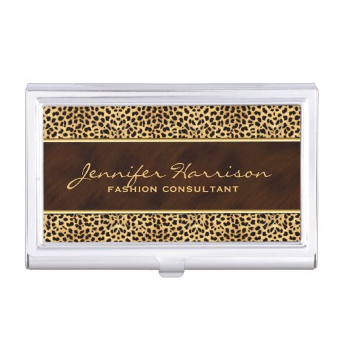 Wild Animal Print Cheetah with Name Case For Business Cards