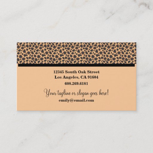 Customizable Wild Animal Print High Fashion Boutique Designers Business Card Template