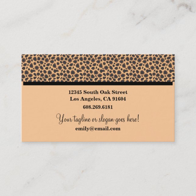 Wild Animal Print High Fashion Boutique Designers Business Card (Front)