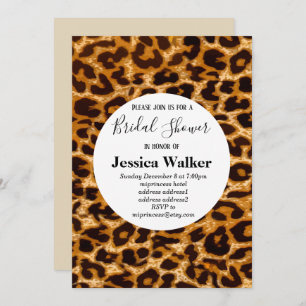 wild animal print, Leopard ,cheetah bridal shower Invitation