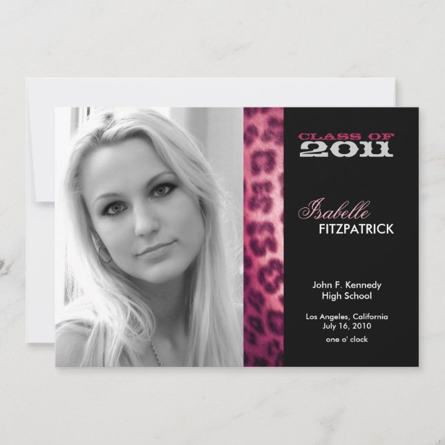 Wild Animal Print Leopard Graduation Announcement (Front)