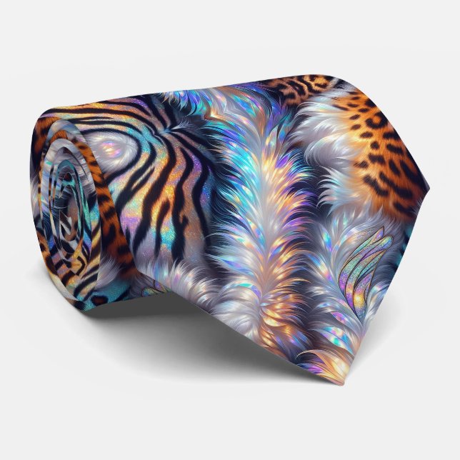 Wild Animal Print Opal Spotted Neck Tie (Rolled)