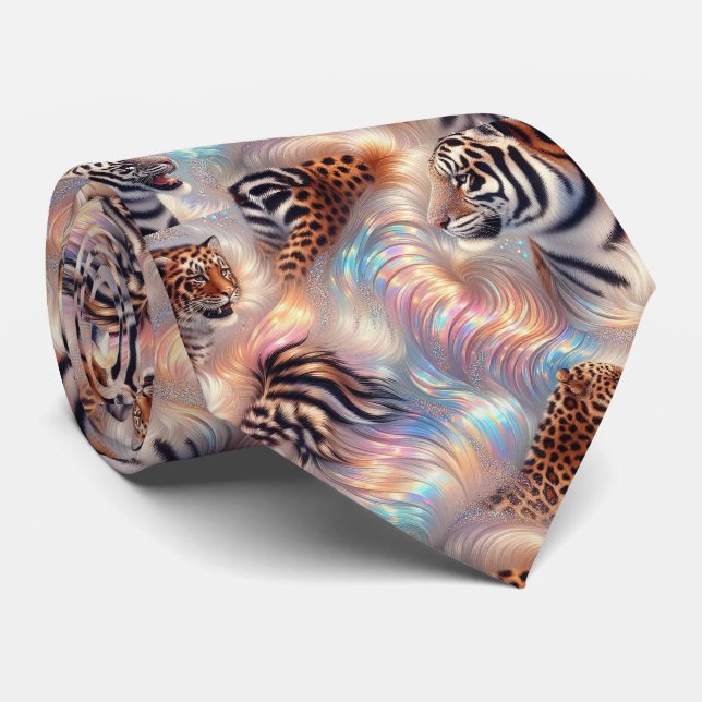 Wild Animal Print Opal Spotted Neck Tie (Rolled)