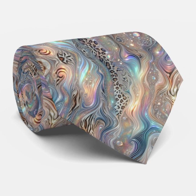 Wild Animal Print Opal Spotted Neck Tie (Rolled)