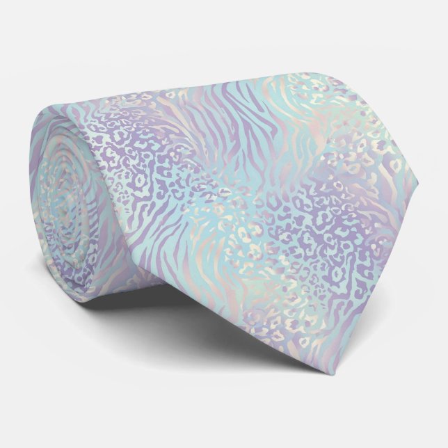 Wild Animal Print Opal Spotted Neck Tie (Rolled)