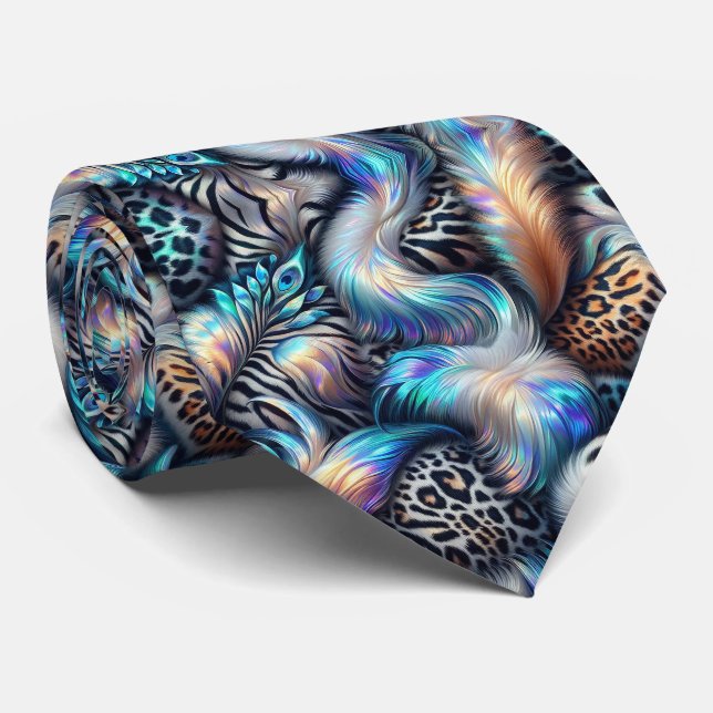 Wild Animal Print Opal Spotted Neck Tie (Rolled)