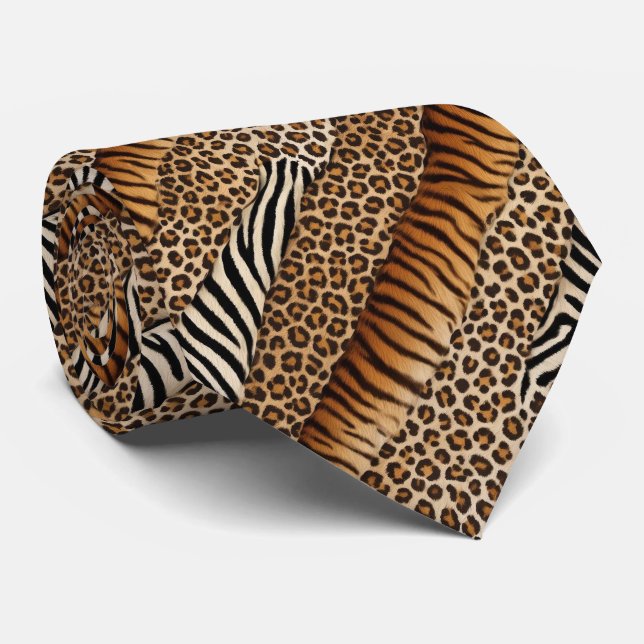 Wild Animal Print Spotted Neck Tie (Rolled)