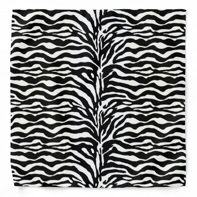 Wild Animal Print, Zebra in Black and White Bandana (Front)