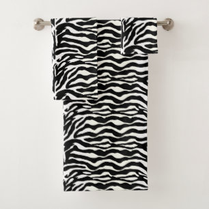 Wild Animal Print, Zebra in Black and White Bath Towel Set