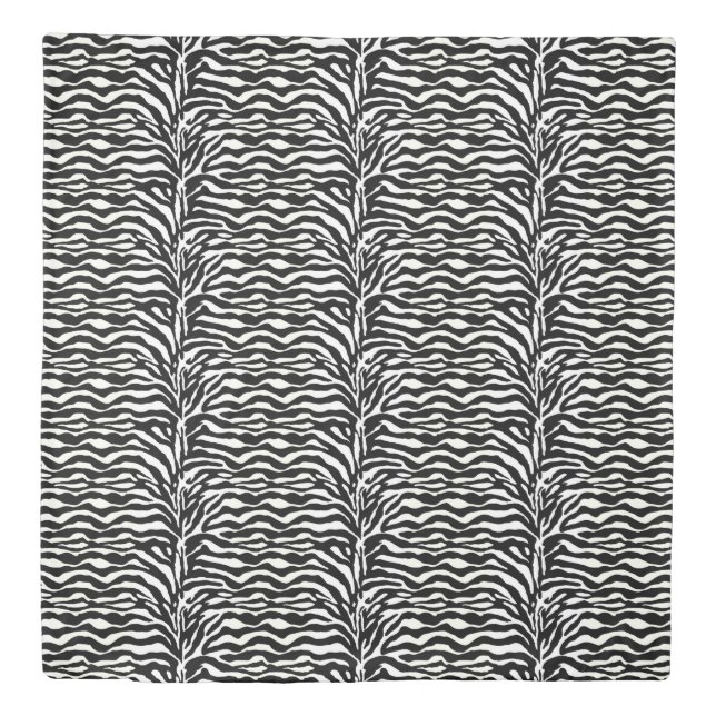 Wild Animal Print, Zebra in Black and White Duvet Cover (Front)