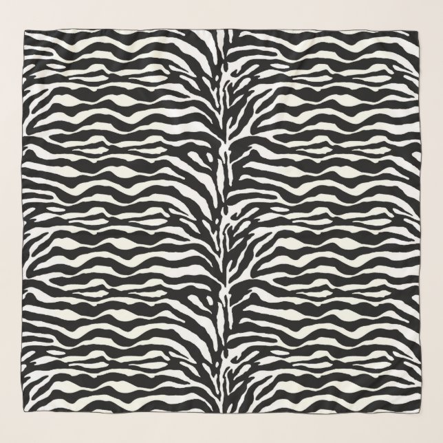 Wild Animal Print, Zebra in Black and White Scarf (Front)
