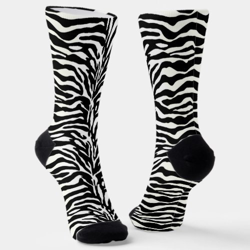 Wild Animal Print Zebra in Black and White Socks