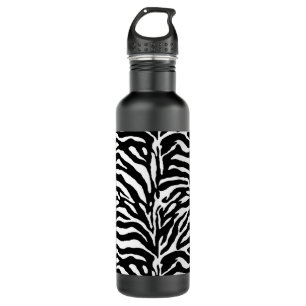 Wild Animal Print, Zebra in Black and White Stainless Steel Water Bottle