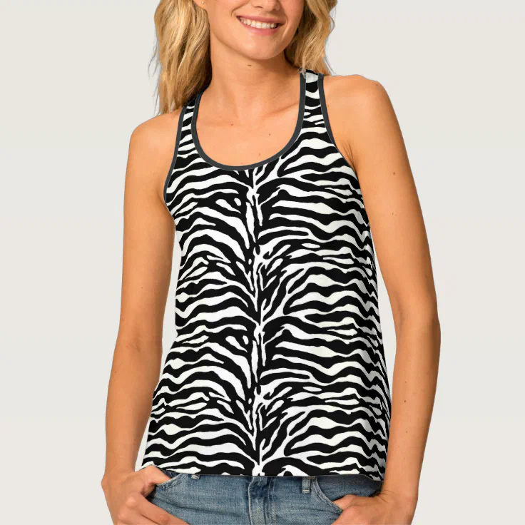 Wild Animal Print, Zebra in Black and White Tank Top | Zazzle