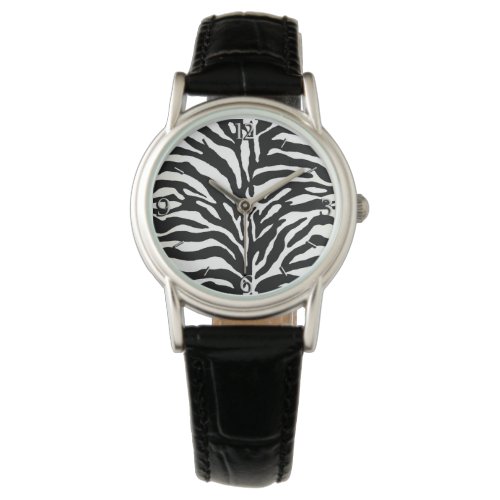 Wild Animal Print Zebra in Black and White Watch