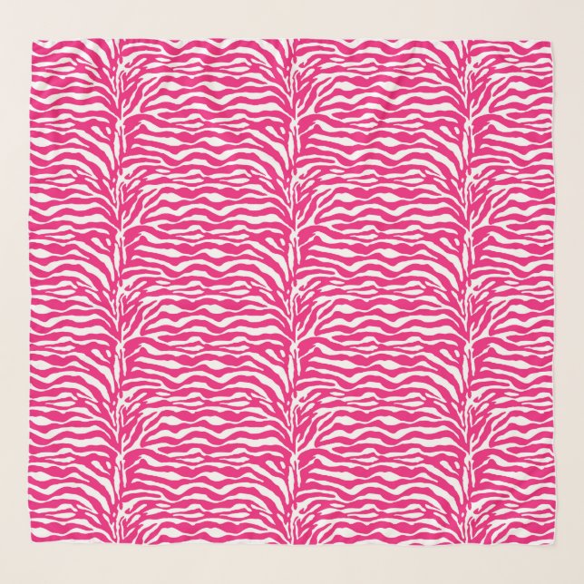 Wild Animal Print, Zebra in Fuchsia Pink and White Scarf (Front)