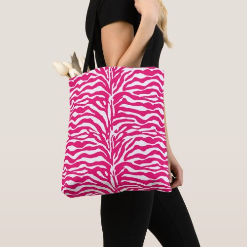 Wild Animal Print Zebra in Fuchsia Pink and White Tote Bag