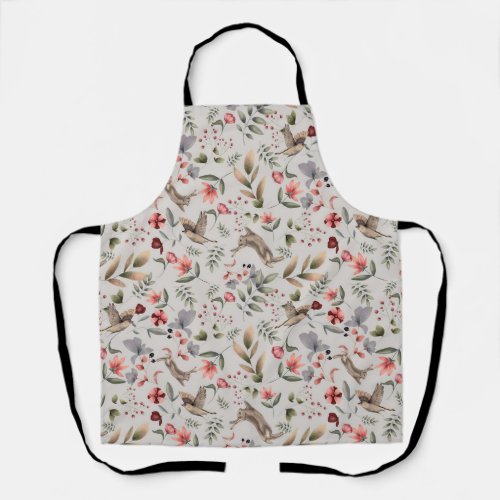 Wild Animal Rabbit Bird Pattern Apron