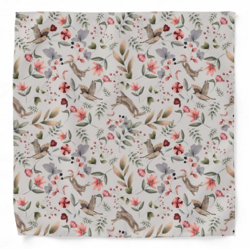 Wild Animal Rabbit Bird Pattern Bandana