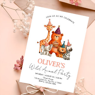 Wild Animal Safari Birthday Party Invitation