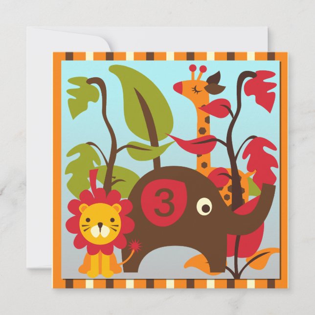 Wild Animal Safari Custom Invitations (Front)