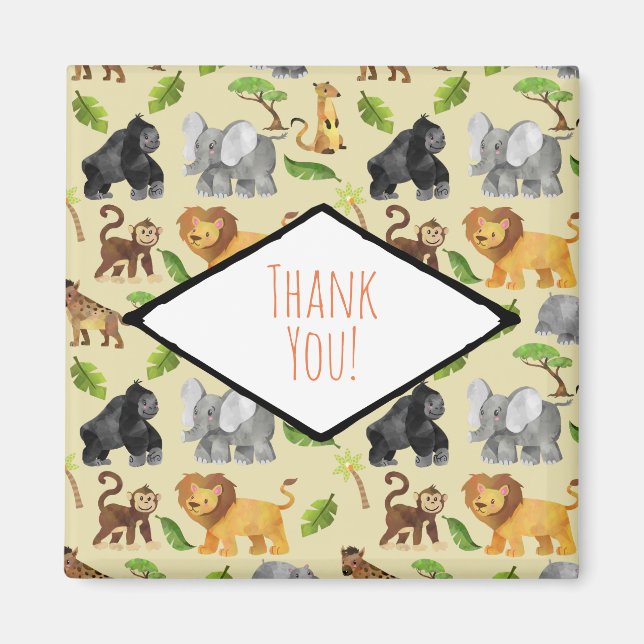 Wild Animal Safari Jungle Pattern Thank You Magnet (Front)