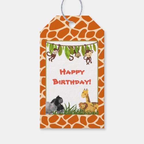 Wild Animal Safari Jungle Theme Happy Birthday Gift Tags