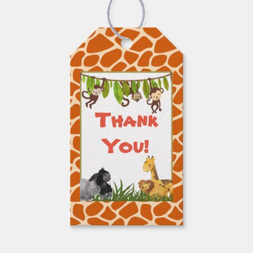 Wild Animal Safari Jungle Theme Thank You Gift Tags