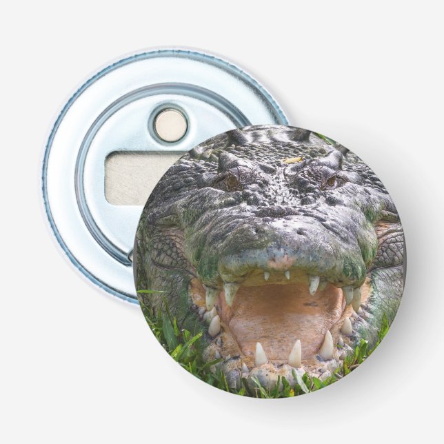 Wild animal saltwater crocodile head mouth open bottle opener (Front)
