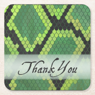 Wild Animal Snake Thank You Square Paper Coaster