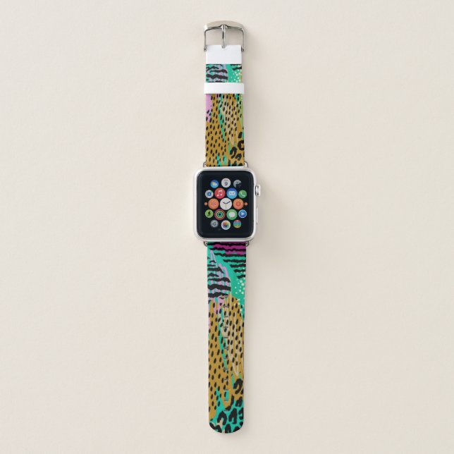 Wild Animal Spots Leather Pattern Apple Watch Band (Front)