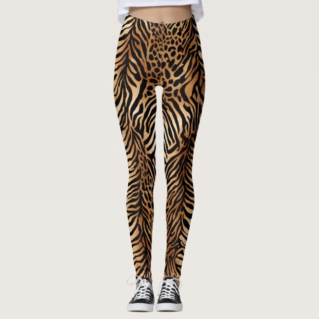 Wild Animal Symmetric Pattern Design 3  Leggings (Front)