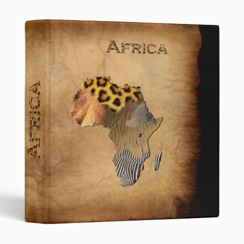 Wild Animal Textures MAP OF AFRICA Binder