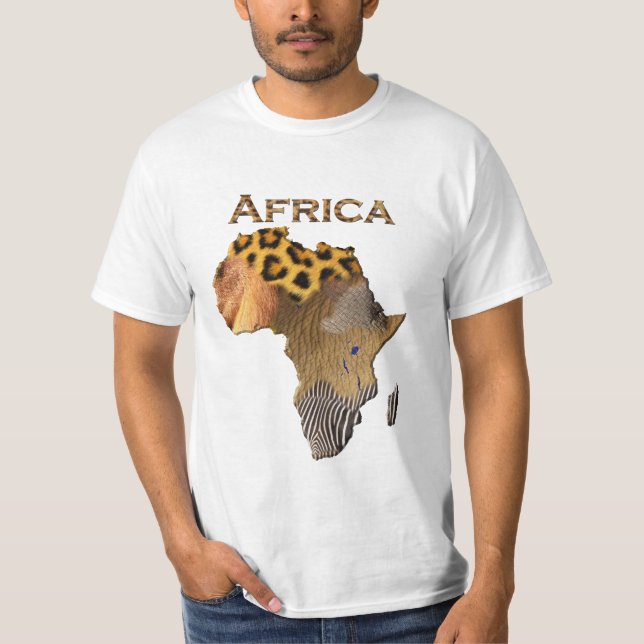 Wild Animal Textures Map of AFRICA Series T-Shirt (Front)