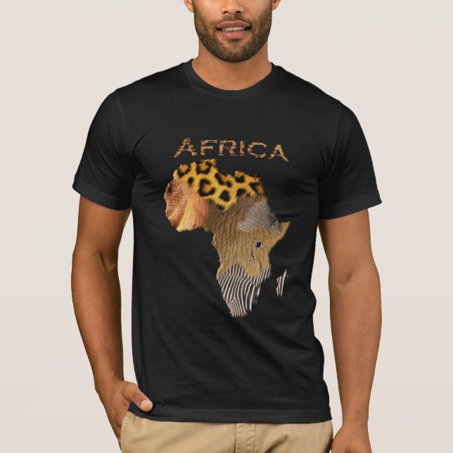 Wild Animal Textures Map of AFRICA Series T-Shirt (Front)